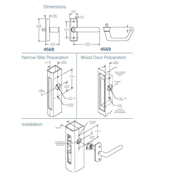 Flat Euro Lever Trim without Return, For 1-3/4 In. to 2 In. Thick Door, RH or RHR, Satin
